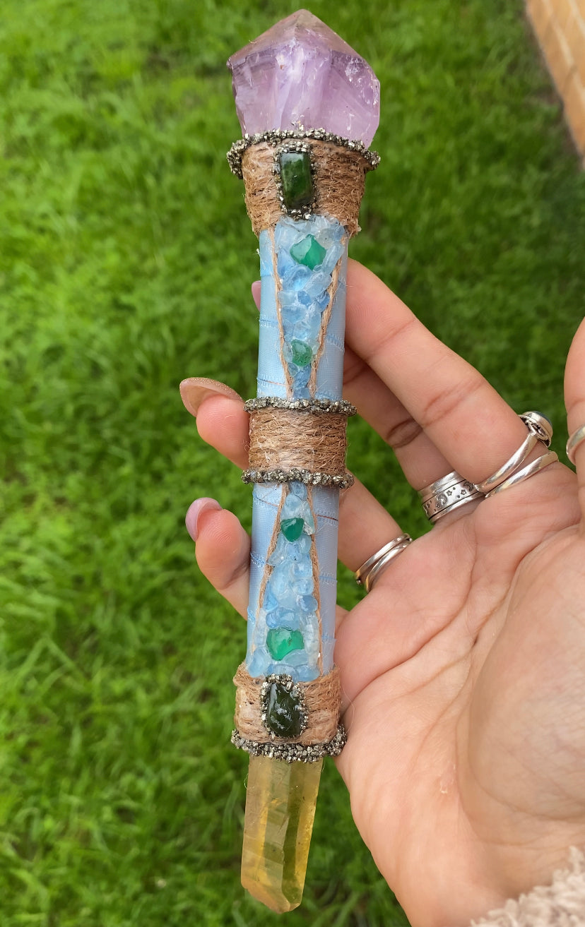 Handmade Healing Crystal Wand - Small (Thick)