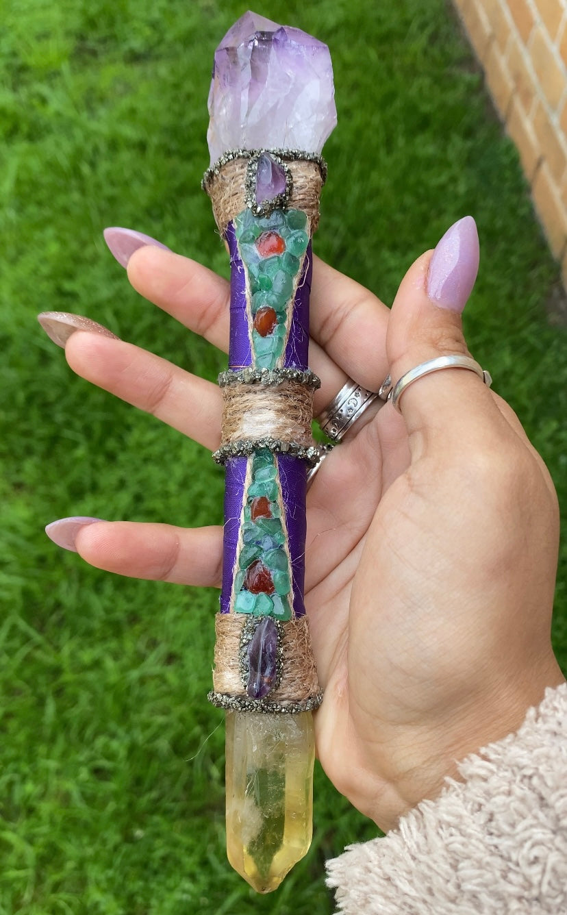 Handmade Healing Crystal Wand - Small (Thick)