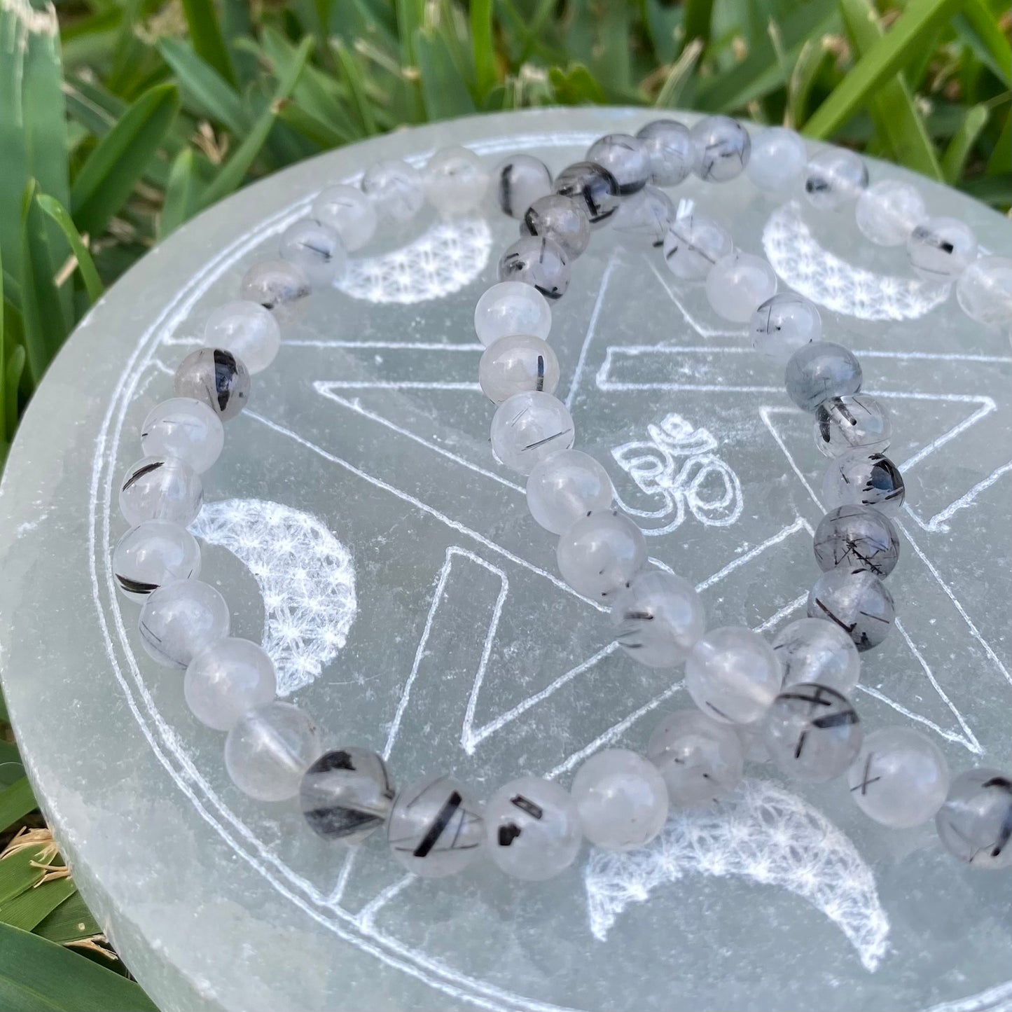 Tourmaline Rutilated Quartz Gemstone Bracelet